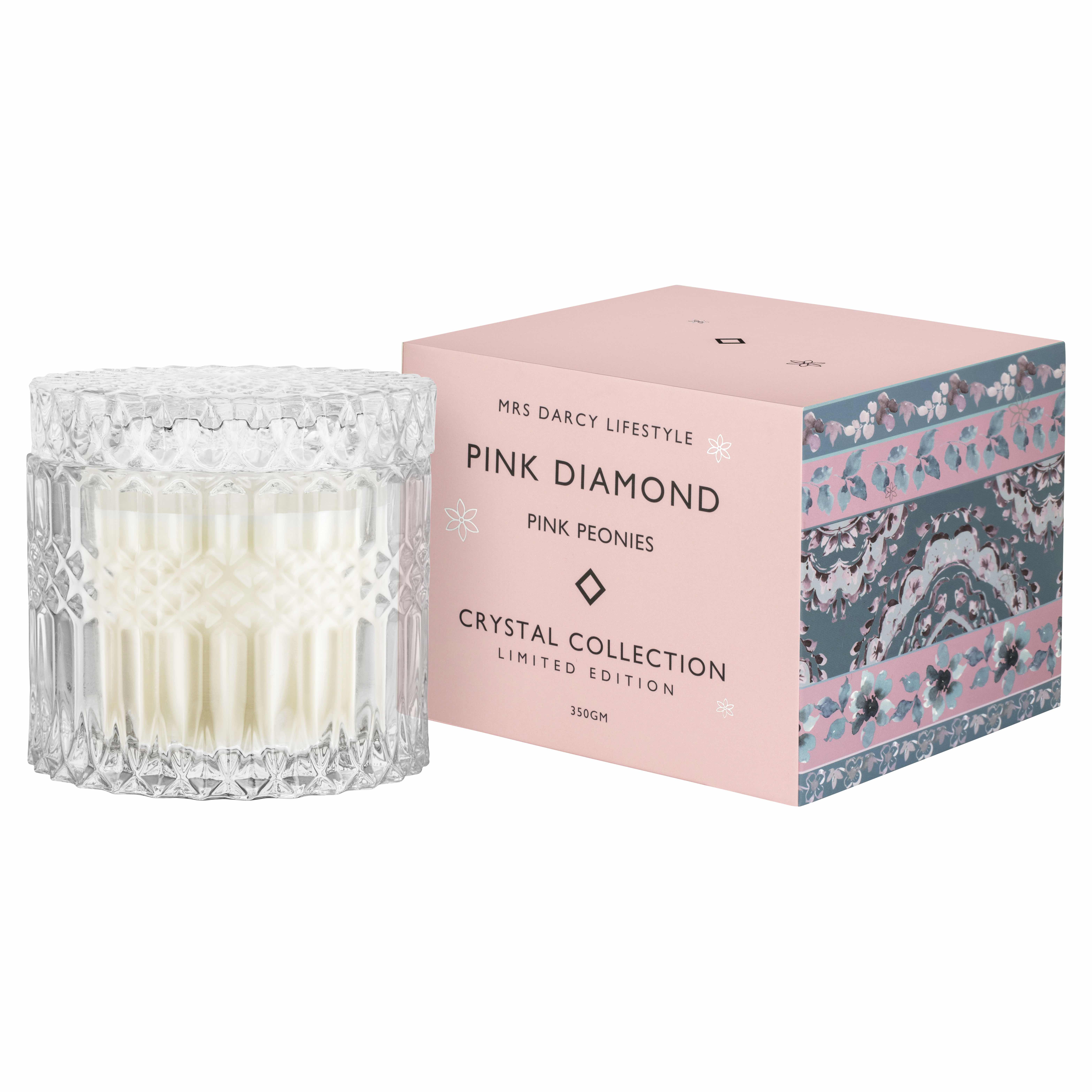 Mrs Darcy, Candle Pink Diamond, Pink Peonies, RRP $39.95